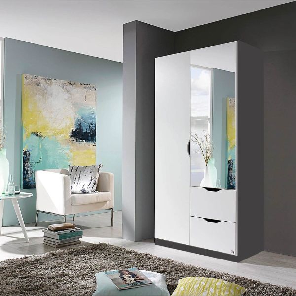Rauch Arnstien 2 Door Wardrobe with drawers 
Rauch 2 door wardrobe with mirror and drawers 
White and grey two door wardrobe
91CM Hinged door wardrobe with drawers