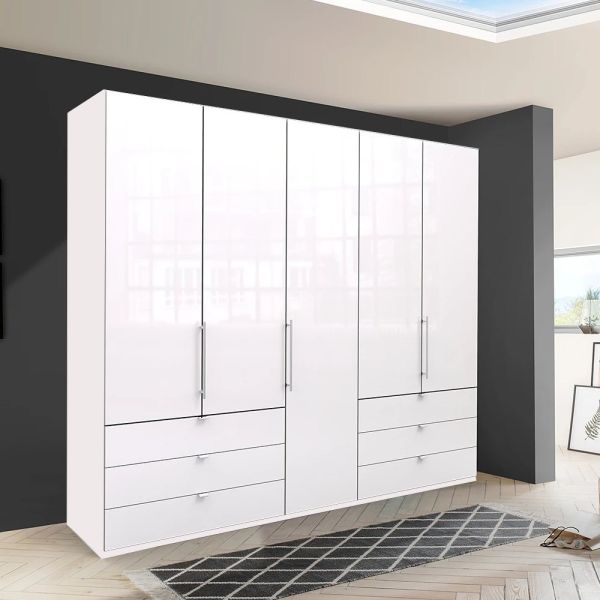 White 5 Door 250cm wardrobe
