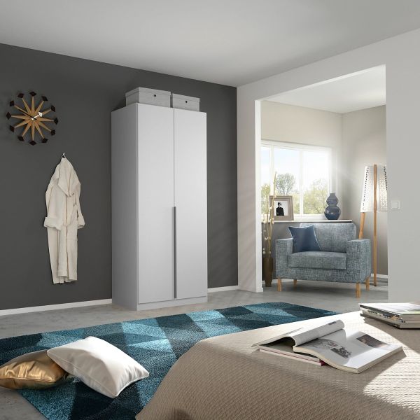 Rauch Alabama Silk grey 2 door hinged wardrobe