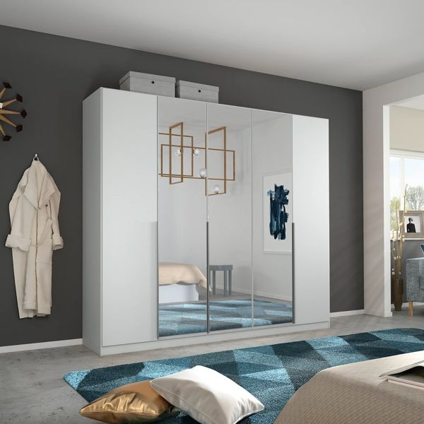 Rauch alabama 5 door silk grey with mirror wardrobe