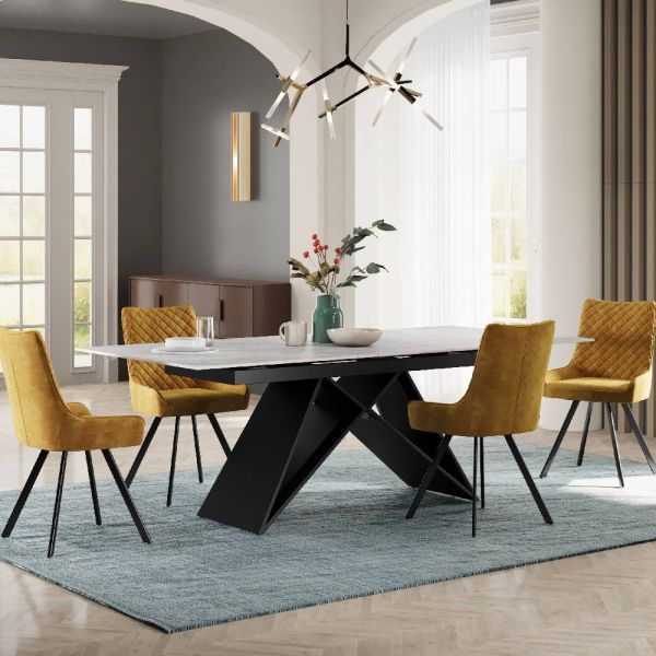 Triesta Ceramic Argento Grey 160/200 Extending Dining Table Set