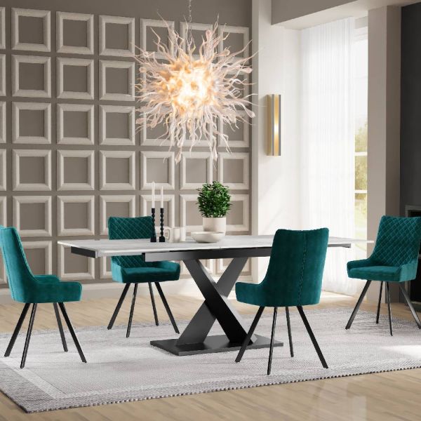 Renard Ceramic Pearla Grey 140/180 Extending Dining Table Set