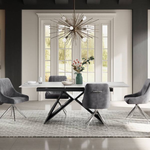 Triesta Ceramic Pearla Grey 160/200 Extending Dining Table Set