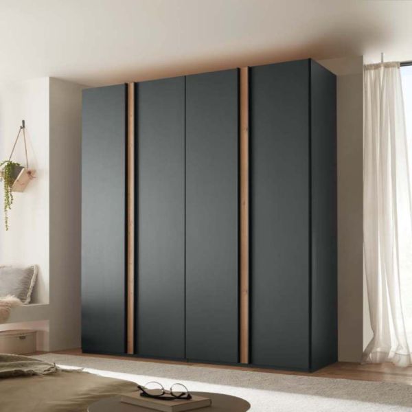 Wiemann Lagos Graphite With Bianco Oak Front 4 Hinged Door Wardrobe