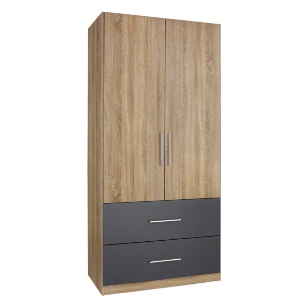 Rauch Alvor Sonoma Oak 2 Door Hinged Combi Wardrobe with Drawers