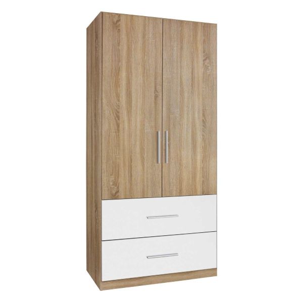 Rauch Alvor Sonoma Oak 2 Door Hinged Combi Wardrobe with Drawers