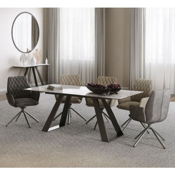 Merlino Grey Ceramic Extending Dining Table Set