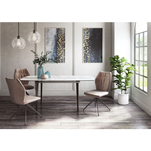 Verda Grey Ceramic Extending dining table set