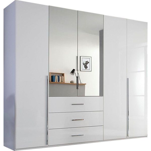 Rauch Montclar 5 Door Hinged Combi High Gloss White Wardrobe with Premium Interior
5 Door Combi Wardrobe 
Premium Quality 5 Door Wardrobe with drawers 
5 Door High Gloss Wardrobe
251cm width wardrobe 
2.5M wide wardrobe with drawers
High Polish Whit