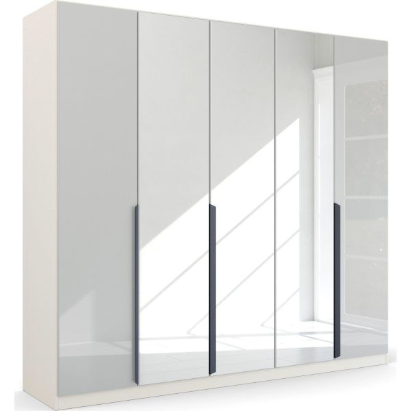 Rauch 5 Door White Glass With Mirror Wardrobe