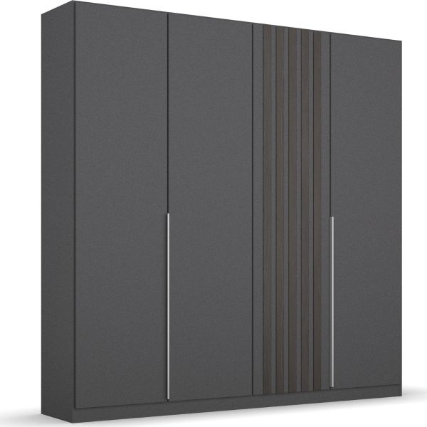 Rauch revolving door Wardrobe in grey metallic/Black Oak