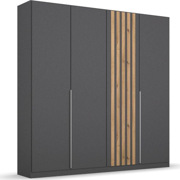 Rauch Lamella 4 Door Hinged Metallic Grey Wardrobe