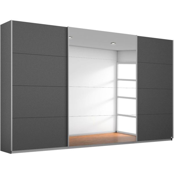 Rauch Quadra Metallic Grey 3 door Sliding Wardrobe 
3 sliding door wardrobe 
315 cm quadra 3 door wardrobe 
3m wardrobe 
Large wardrobe
