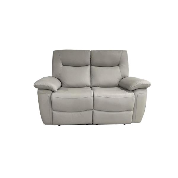 Lucie 2 Seater Pearl Grey Leather Power Recliner Sofa