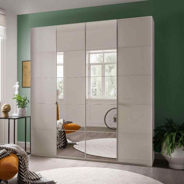 Wiemann Quito 4 Door Hinged Champagne glass with mirror wardrobe