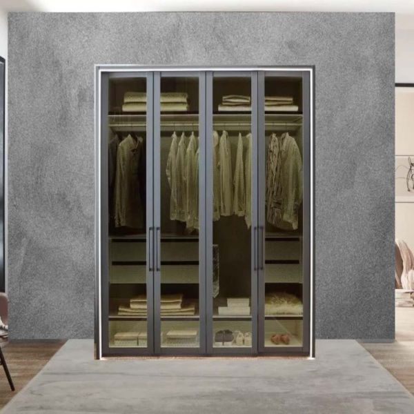 Wiemann Split 4 Door Transparent Glass Wardrobe