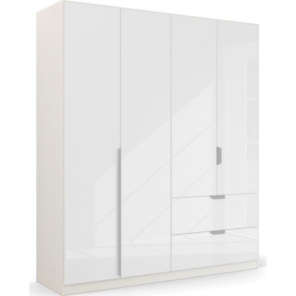 Rauch White Glass Modern Quadra Spin 4 Door Combi 181CM Wardrobe