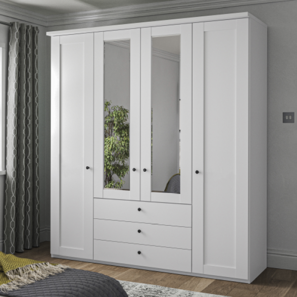 Wiemann Linate Hinged Door Mirrored Combi Wardrobe with Cornice