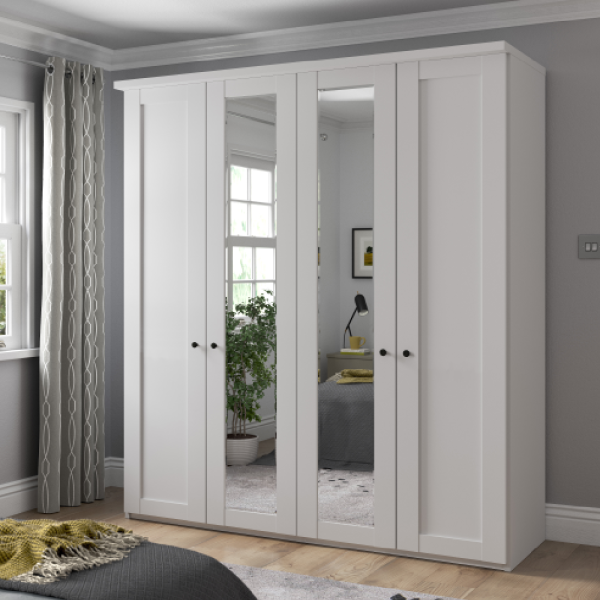 Wiemann Linate Hinged Door Mirrored Wardrobe with Cornice