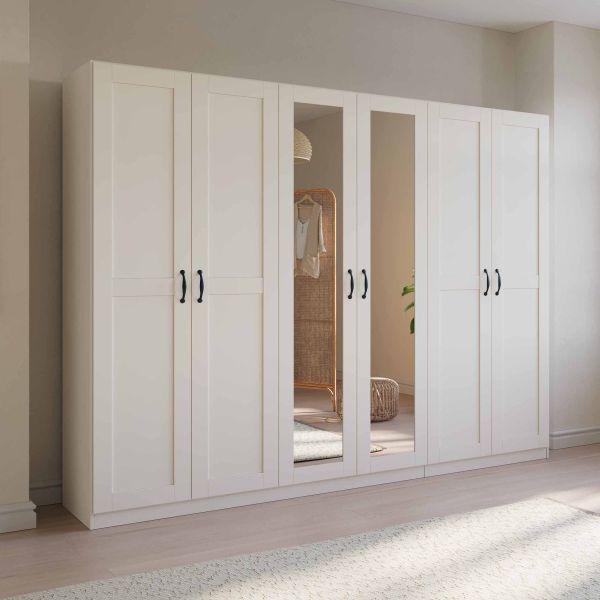 Rauch Cottage 6 Door Hinged Wardrobe with Mirror