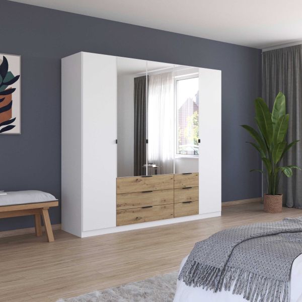 Rauch Davoa 5-Door Hinged Wardrobe with 3 Mirror Doors