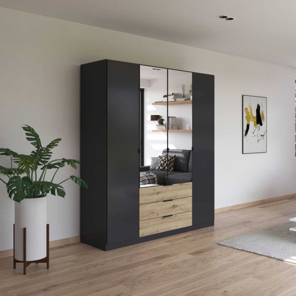 Rauch Davoa 4-Door Hinged Wardrobe with 2 Mirror Doors
