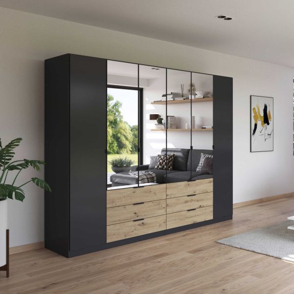 Rauch Davoa 6-Door Hinged Wardrobe with 4 Mirror Doors