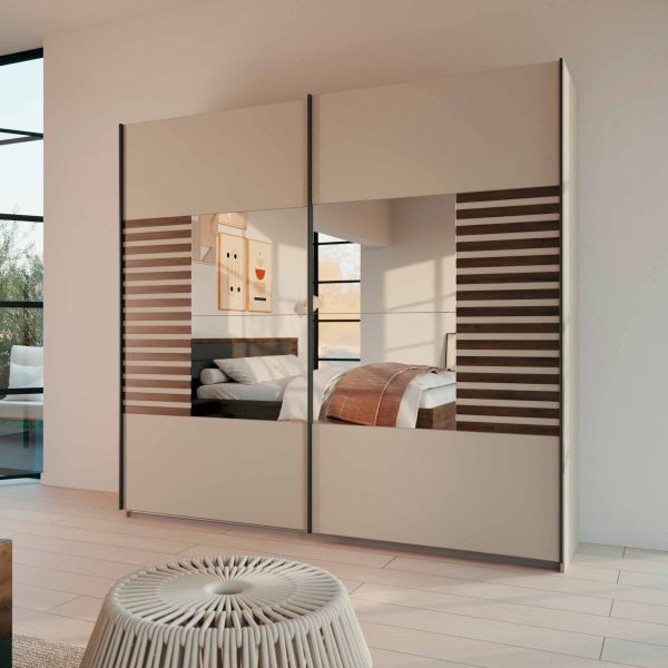 Rauch Barea 2-Door Mirror Sliding Wardrobe - Champagne 