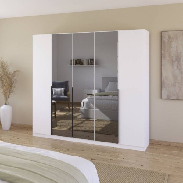 Rauch Skyla Alpine White 5 Hinged Door Wardrobe with Glass Front
