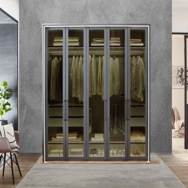 Wiemann Split 5 Door Transparent Glass Wardrobe