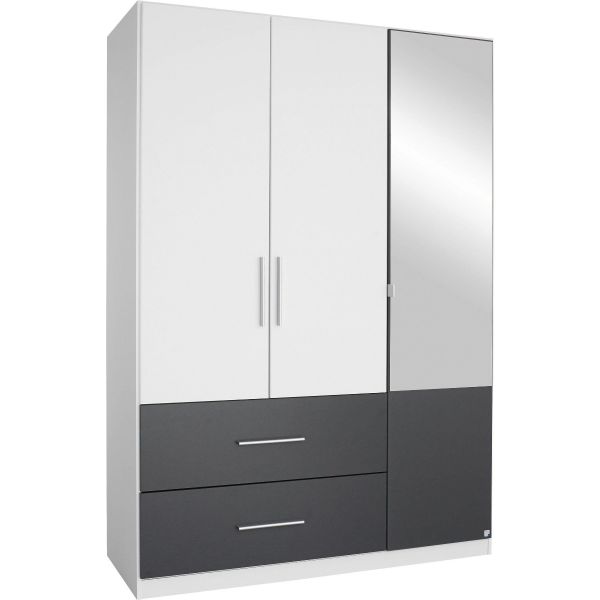 Rauch Alvor White 136CM 3 Door Hinged Wardrobe With Drawers