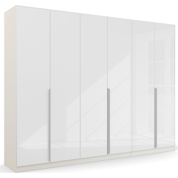 Rauch White Glass Modern Quadra Spin 6 Door Hinged 271CM Wardrobe 