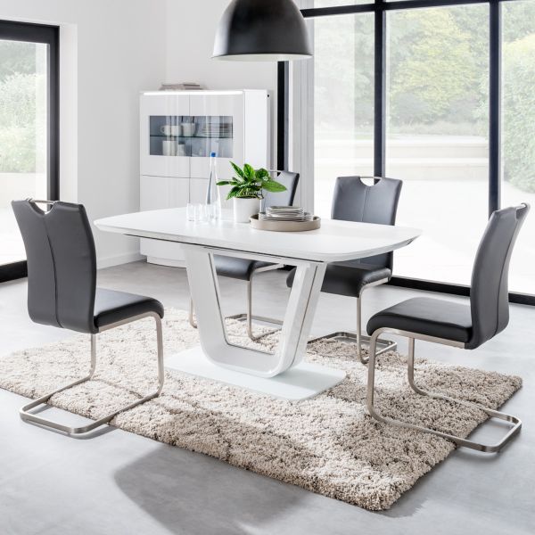 Vida Living Lazzaro White High Gloss 1.6M Extending Dining Table Set
