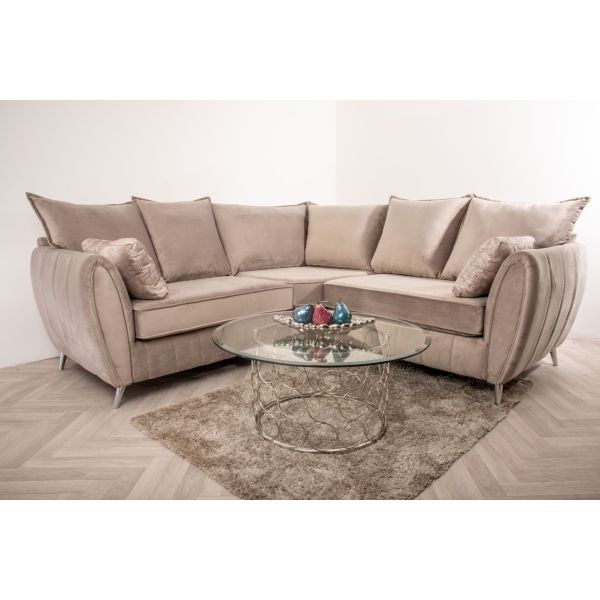 Sophia Plush Velvet Fabric Upholstered Corner Sofa