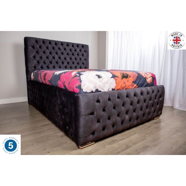 Horizon Deep Storage Velvet Fabric Upholstered Bed Frame