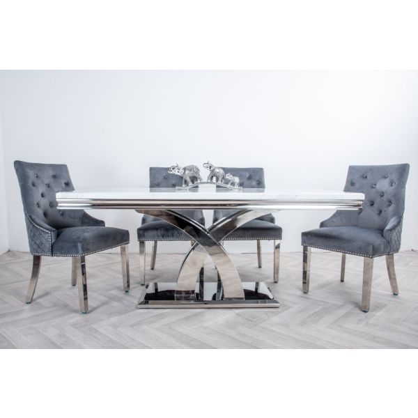 Vida Living Ottavia White Marble Top Dining Table Set