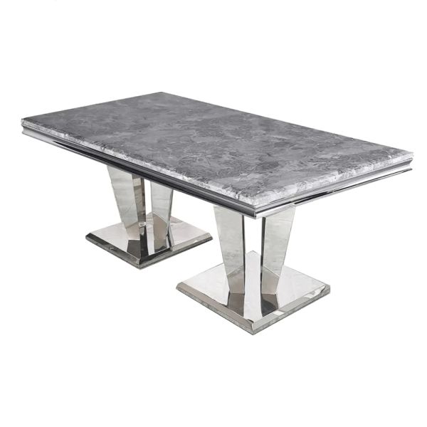 Sorrento 1.8m Polished Steel & Grey Marble Top Dining Table
Arturo Dining Table 
Grey Glass Modern Dining Table
Tempered Glass Dining Table
Arturo 1.8M Marble Dining Table 