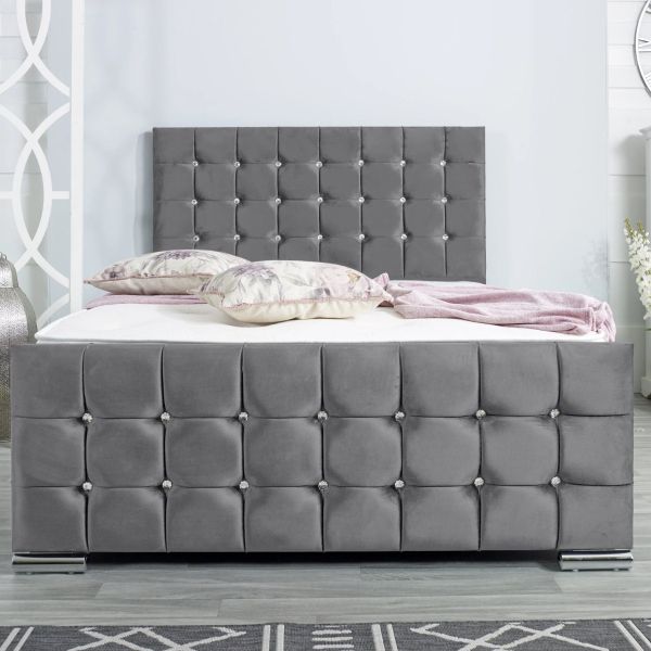 Cheap Cube Design Double Fabric Bed Frame