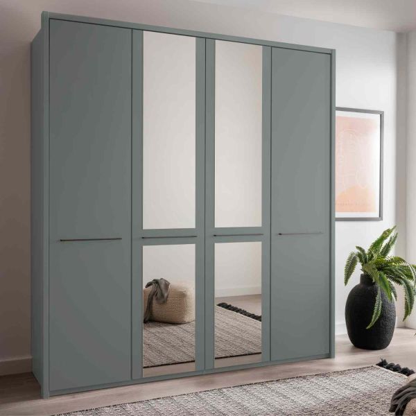 Wiemann Cairns Sage Green & Mirrored Front Hinged Door Wardrobe