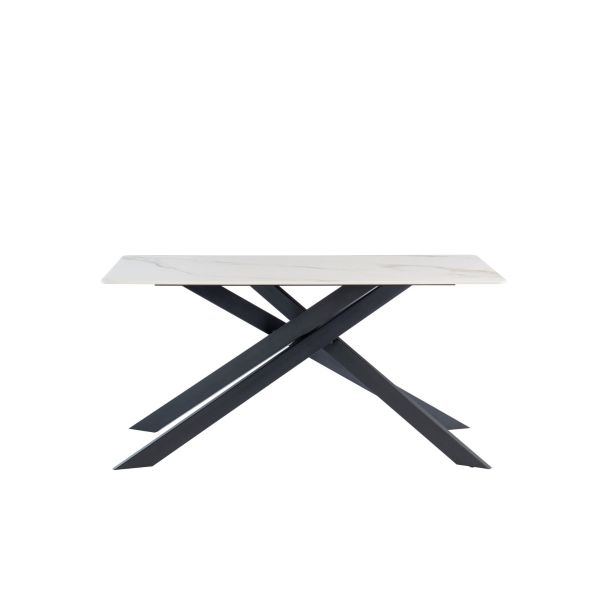 Camilla 1.6M Kass Gold Sintered Stone Dining Table
White and black dining table 
White sintered top dining table 
Dining table with black legs
4 Seater dining table 
6 seater dining table 
1600cm dining table