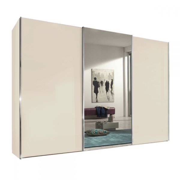 Wiemann Miami Plus Champagne 3 Door Sliding Wardrobe With Mirror 217cm Tall