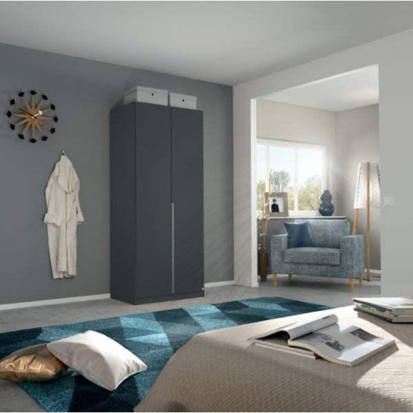 Rauch Albama 2 Door Hinged metallic grey wardrobe