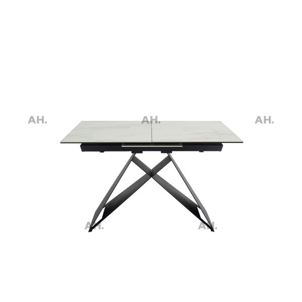 Serena Ceramic pop Up Ext Dining Table
120 CM Extending ceramic dining table 
4 Seater ceramic dining table 
White ceramic dining table 
White and black dining table