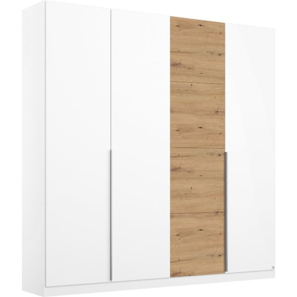 Rauch Bellezza White and Oak 4 Door Hinged Wardrobe 
4 Door wardrobe 
4-door white wardrobe 
4-door high gloss white wardrobe 
185cm wardrobe