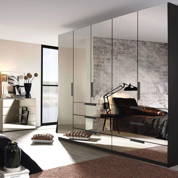 Rauch Miramar 5-Door Hinged Combi Wardrobe 
5 Door Full Mirror Front Wardrobe 
250CM Hinged Door Wardrobe 
2.5M Luxury Hinged Door Wardrobe
Hinged wardrobe Tate 4 with 5 doors 251cm [Glass Crystal White]