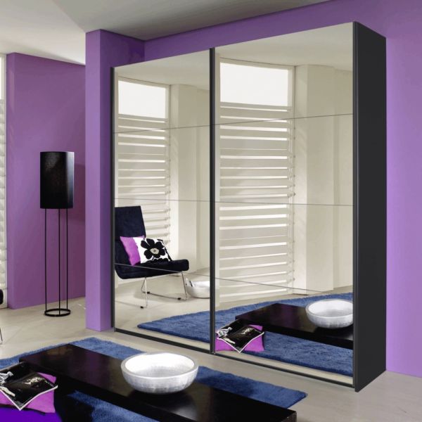 Rach Miramar Full Mirror sliding Door wardrobe
Wardrobe with black handles