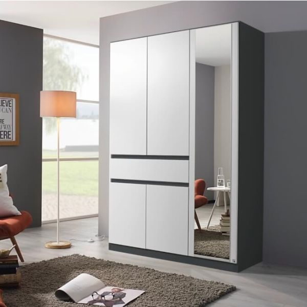 RAUCH TUBINGEN White & Grey 3 Door Hinged wardrobe 
Wardrobe for kids 
Wardrobe for boys 
3 Door Hinged wardrobe 
3 Door Wardrobe with Drawers