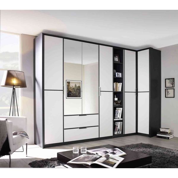 Rauch Essensa Corner Wardrobe 300CM 
Glass Front Hinged Door Wardrobe With Drawers 
Glass Front Corner Wardrobe