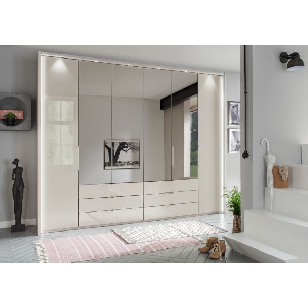 Weimann Kansas wardrobe Bifolding Door 250cm wardrobe Champagne Glass and Mirror Front 