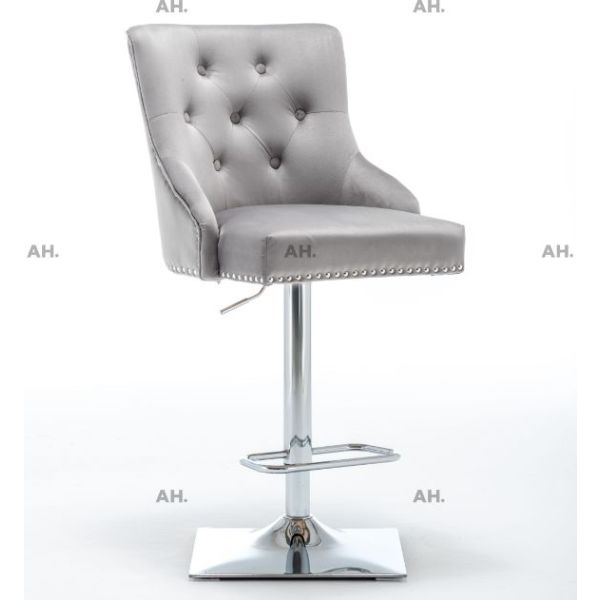 Knightsbridge Light Grey Ring back Plush Velvet Barstool